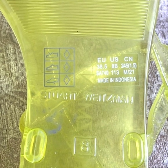 Brand New Stuart Weitzman Jelly Florescent Yellow Thong Ankle Strap Sandals - Picture 11 of 14